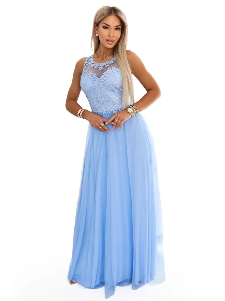 Numoco Abendkleid Amalia langes Kleid Partykleid Maxikleid Sommerkleid, hellblau, Gr. S-L