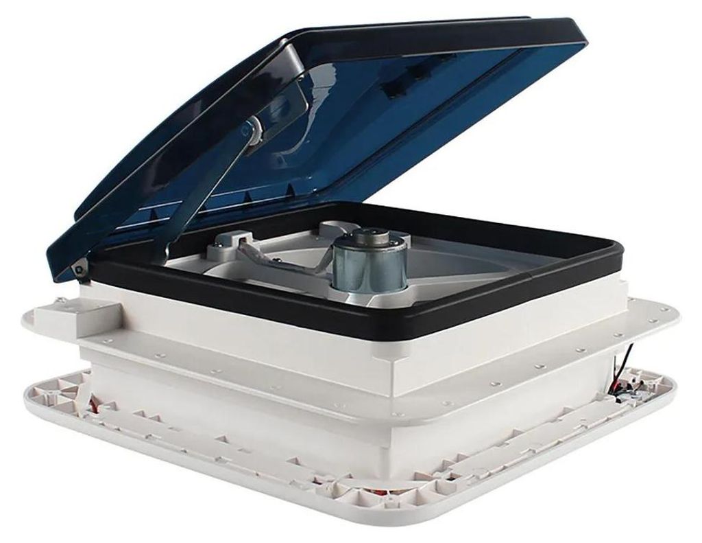 Wohnmobil Dachlüfter - 12V RV Dachventilator für Wohnwagen Boot - 10 Flügel - LED-Licht mit 4 LEDs - Manuell regelbar - IP68 - Weiß
