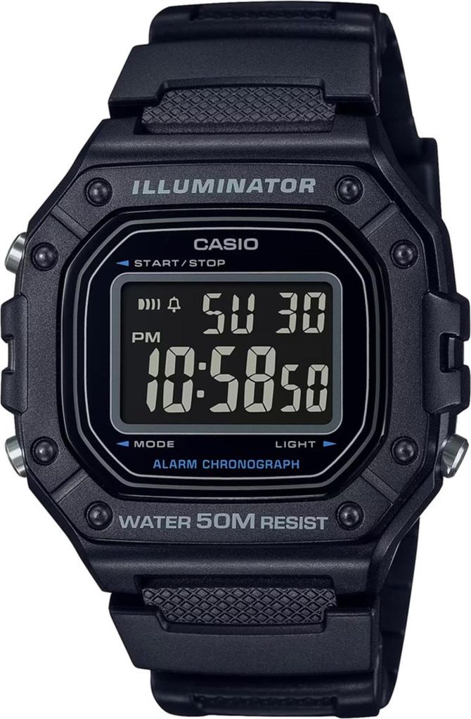 CASIO W-218H-1B Herrenuhr Schwarz + Geschenkbox Produktbild 