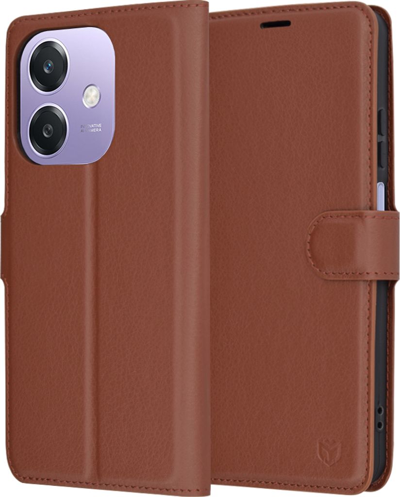 Techsuit Leder Folio Book Wallet Klapphülle für Oppo A40/A60 5G - Braun