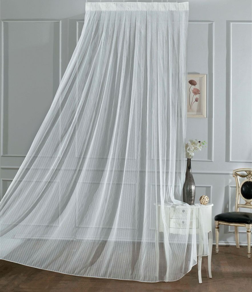 Gardinella - Gardine Tüllgardine ONDALIA 145 cm x 220 cm – Moderne mit SILBERNEM Akzent