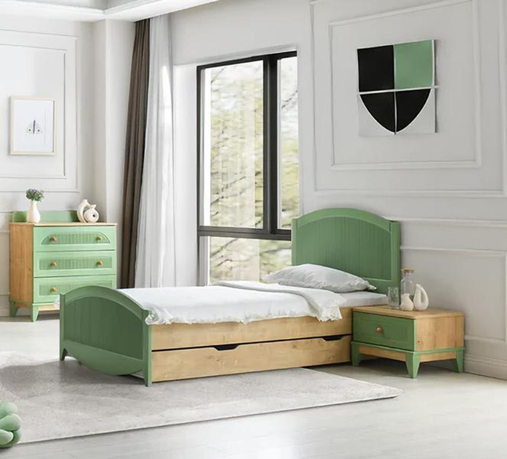 Schlafzimmer Jugendzimmer Set Kinderzimmer Bett Nachttisch Kommode 3tlg Neu