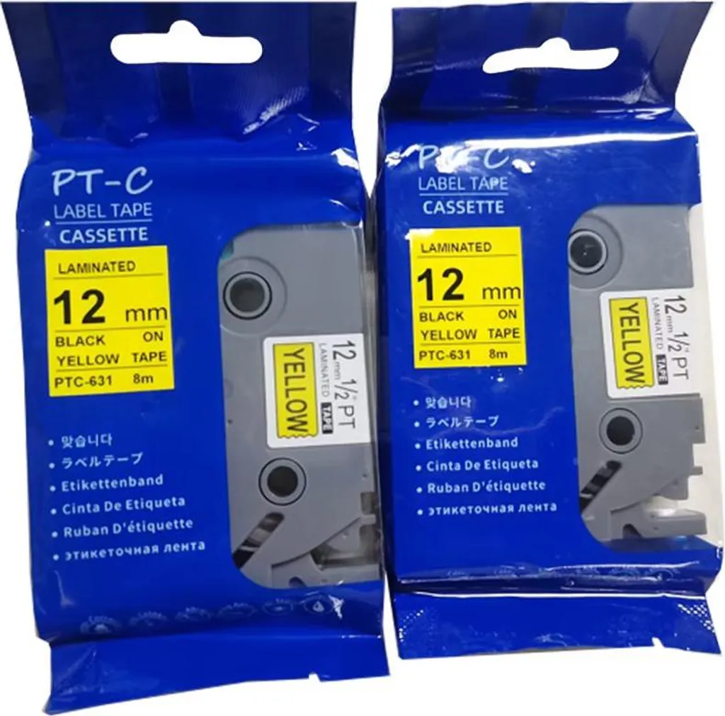 Autocollants jaunes pour étiqueteuse TapeMate-12BY8A - Pack de 3 rouleaux