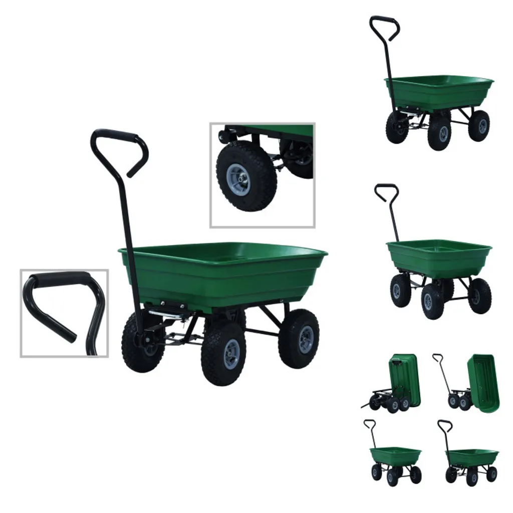 Chariot de jardin basculant robuste 300 kg - Cuve 75 L roues gonflées
