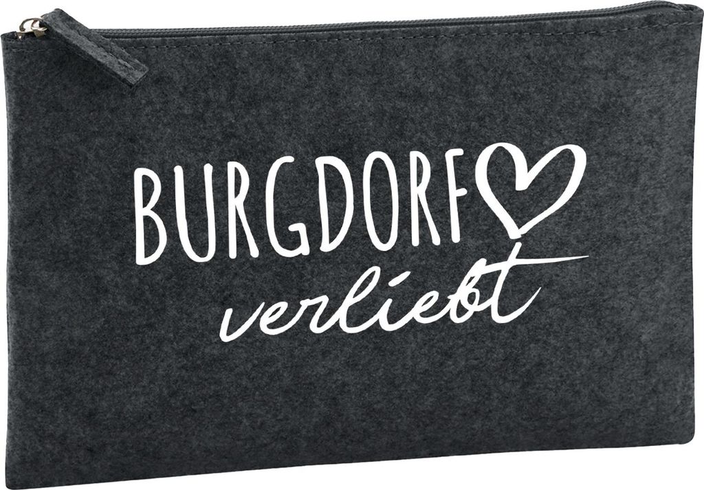 Huuraa Kulturbeutel Burgdorf verliebt 1 Liter Charcoal Filz Kosmetiktasche Geschenkidee