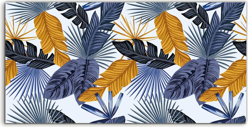 Coloray Acrylbild 100x50 Wandbild Acrylbilder Deko Palme Blätter Exotische Blatt