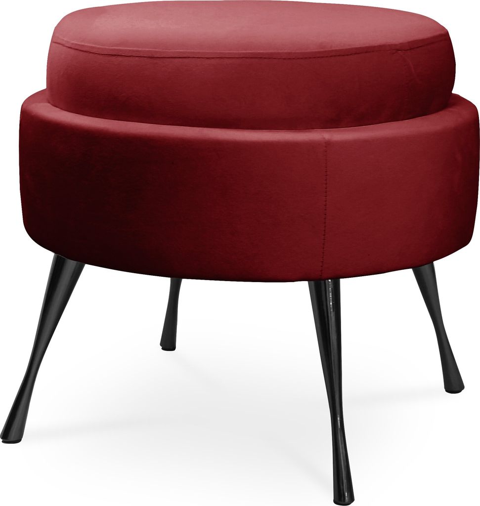 BETTSO Glamour Fußhocker Fußstütze Puff MUSZELKA Rot auf Schwarze Beine