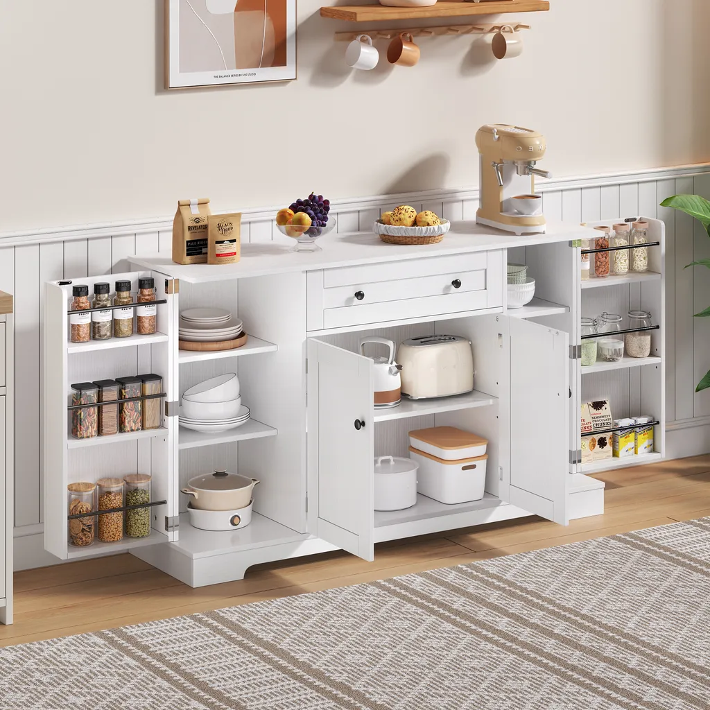 Armoire de Cuisine Flieks avec Étagères Ajustables et Design Blanc