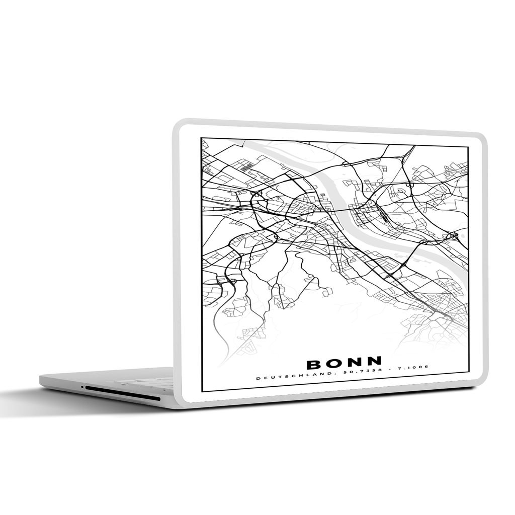 MuchoWow Laptop Aufkleber Sticker Cover Bonn - Karte - Stadtplan 30x21 cm - Sticker für Laptop - Selbstklebend