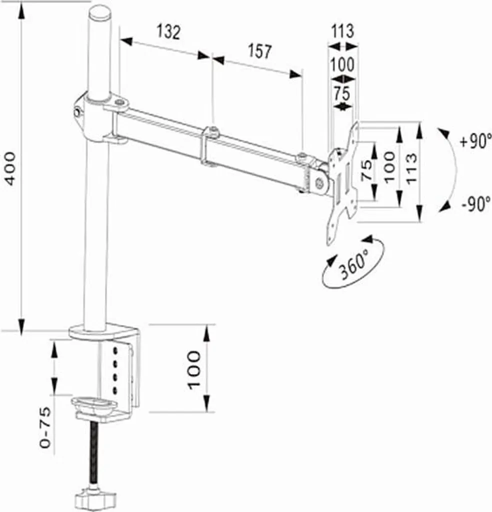 Support d'écran pour bureau ergonomique SolidHand UM01 pivotant à 360° - 4