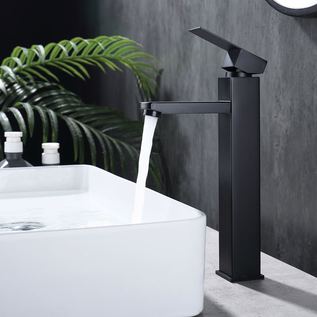 HOMELIVE Wasserhahn Schwarz Waschtischarmatur Badezimmer Mischbatterie Einhebelmischer Waschbeckenarmatur Edelstahl Wasserhähne Malen Duscharmaturen