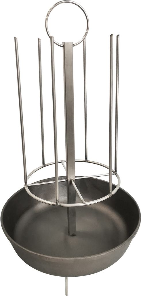Tandoor Zubehör, Vertikale Spieße, Triton, Gusseisen Pfanne, Set Diameter 27 cm, Set für Tandoor, Universale Spieße - Fleisch, Fisch, Geflüge...