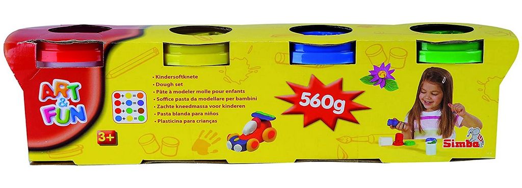 5 Farben Weichknete Knetgummi Knete Simba Art & Fun Softknete 4+1 Bonuspack 
