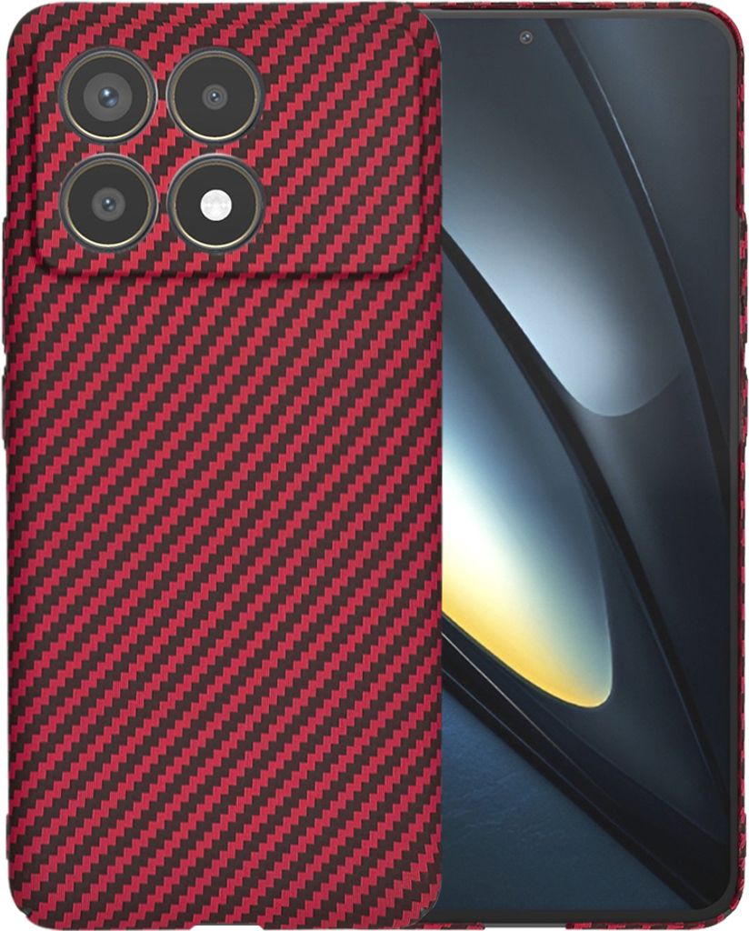 Techsuit Carbonite FiberShell Back Cover Hülle für Xiaomi Poco F6 Pro - Rot