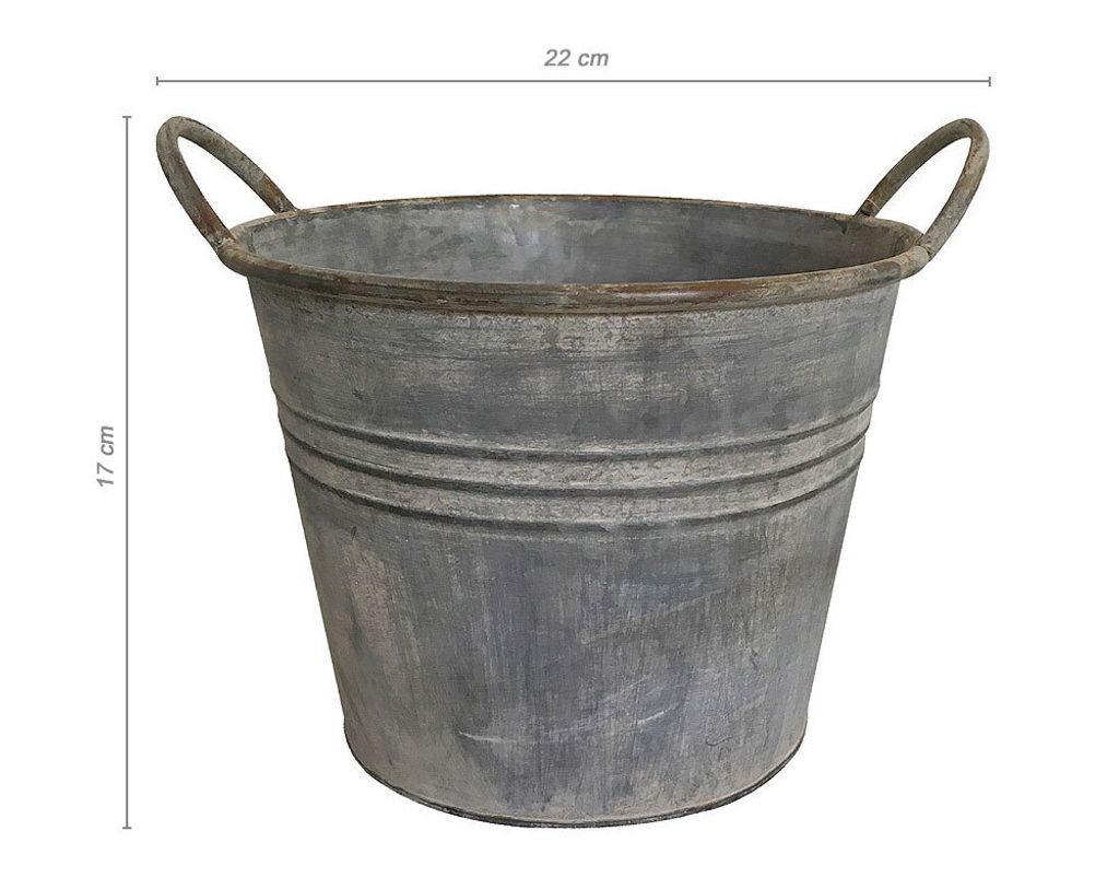 Weißer Zinkeimer Konisch Mit Holzgriff – Ø 24 Cm, Vielseitig Als Pflanzkübel, Deko-Eimer Oder Geschenkverpackung