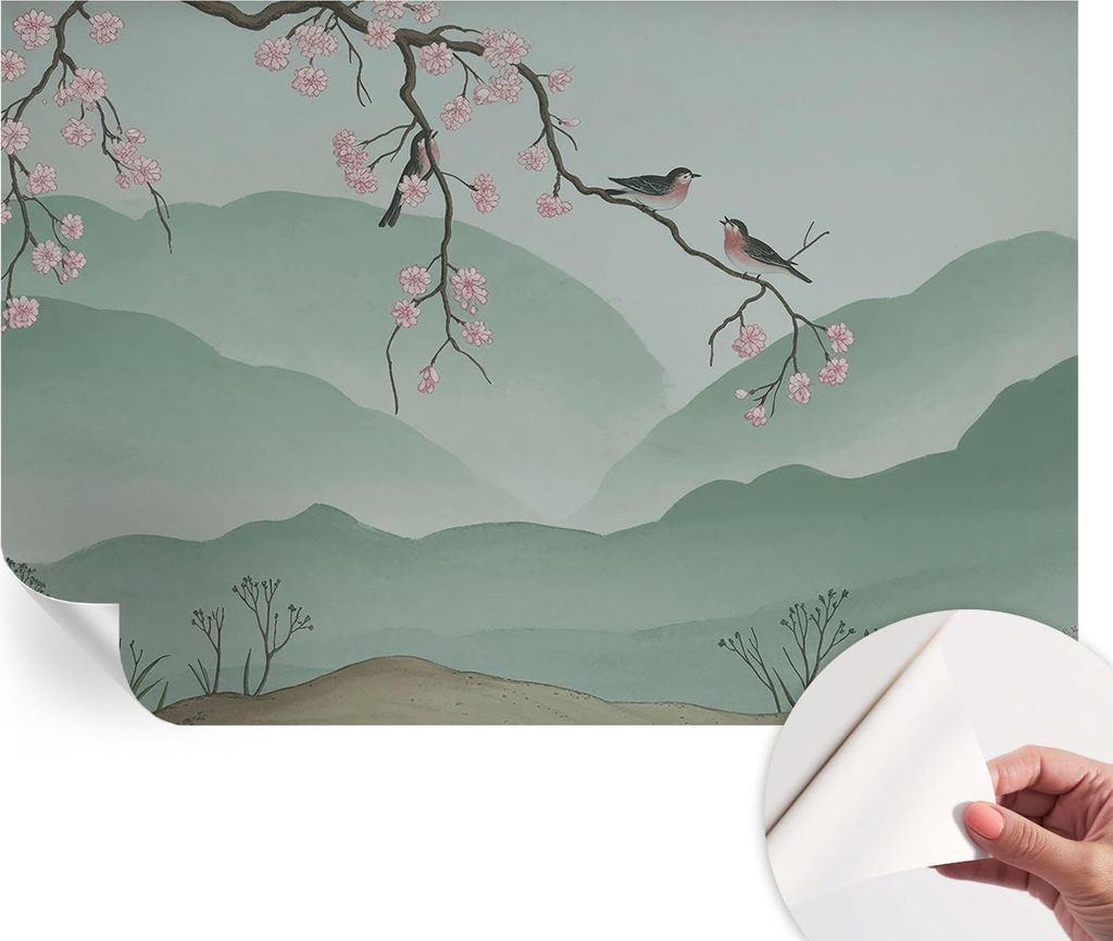 Selbstklebende Wandtapete - Dekorative Tapete für Wohnzimmer - Klebefolie für Wandbilder - Tapetenfolie für Wanddekoration - 104x70 cm - Japanis...