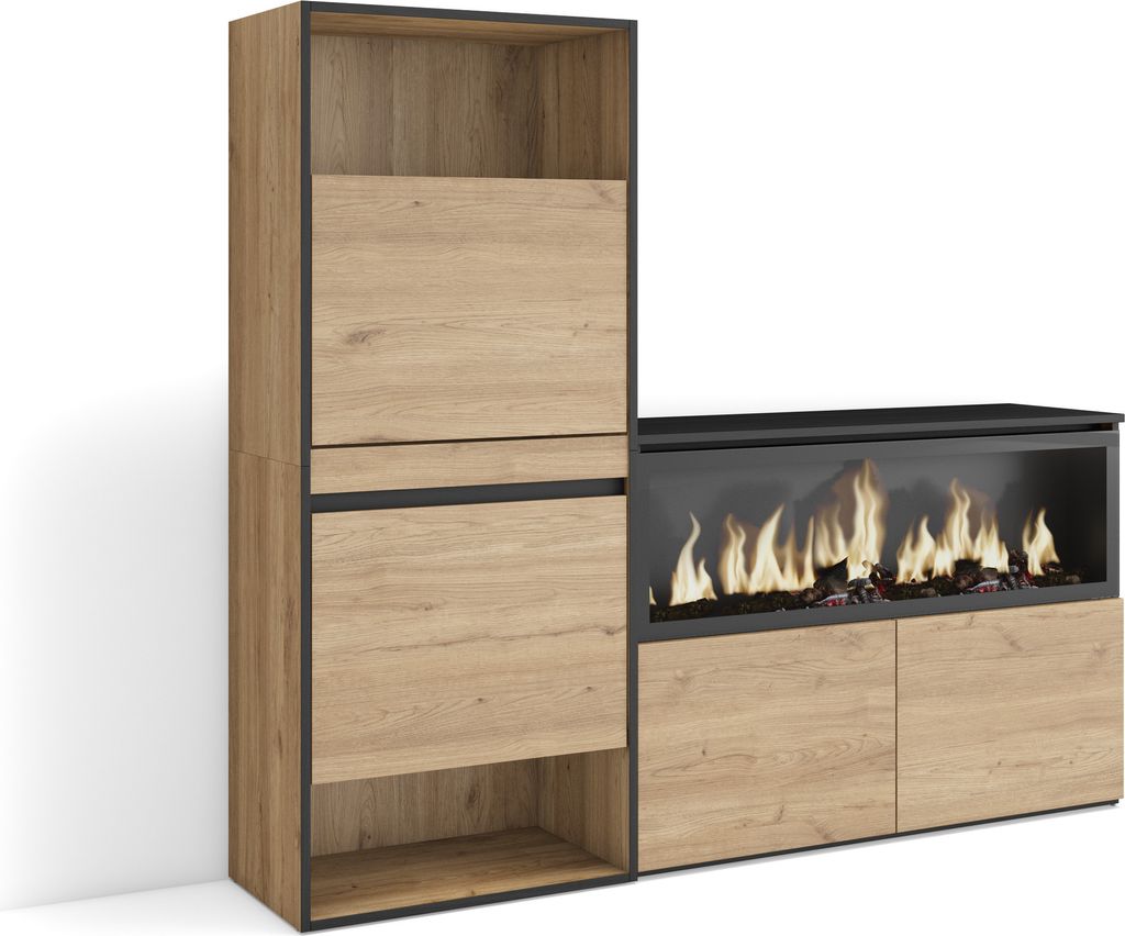 Schuhregal, Schuhschrank, 167x35x145 cm, Für Schlafzimmer, Zimmer, Elektrokamin XXL, Eiche