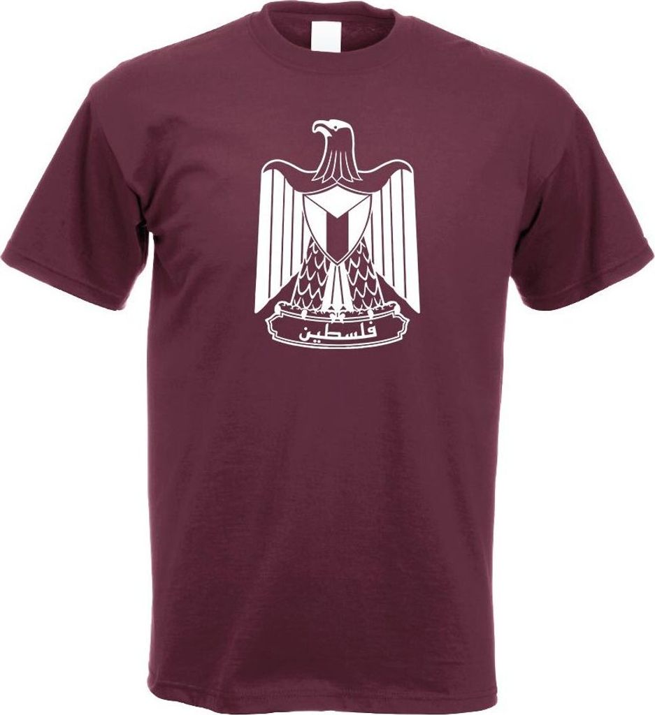 Kiwistar - T-Shirt - Burgund - Palästina Wappen Motiv Bedruckt Funshirt Design Print - mit Motiv Bedruckt - Funshirt Design - Sport - Freizeit - H...