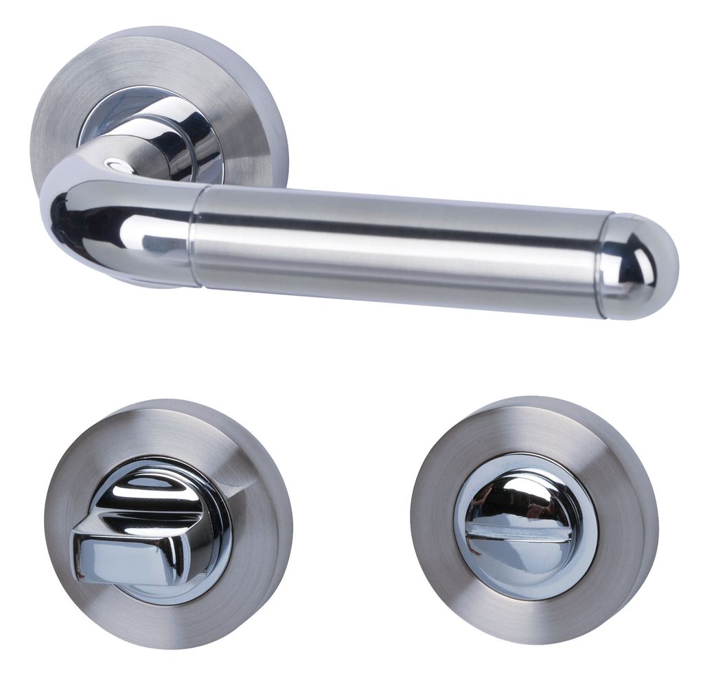 Rosettengarnitur für Bad-WC-Türen, inkl. WC-Riegel, Schraubrosette Ø52mm