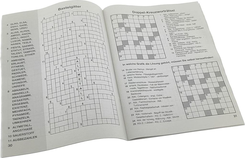Entspannendes Rätselheft A4 Großschrift – 8 abwechslungsreiche Rätselarten für den gemütlichen Rätselspaß, 1 Stück, Farbe: Schwarz