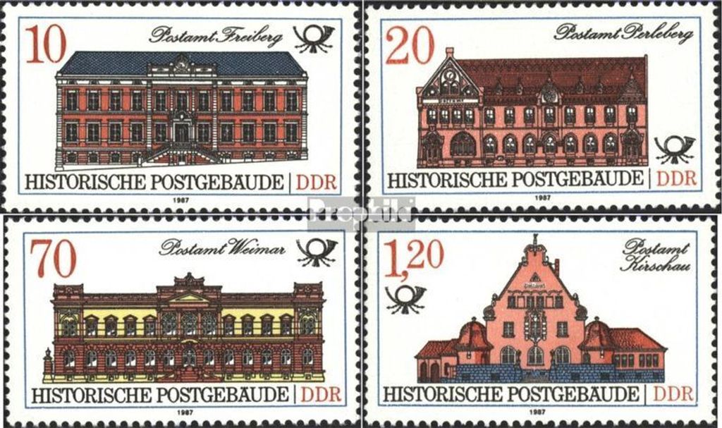 Briefmarken DDR 1987 Mi 3067-3070 (kompl.Ausg.) FDC Historische Postgebäude