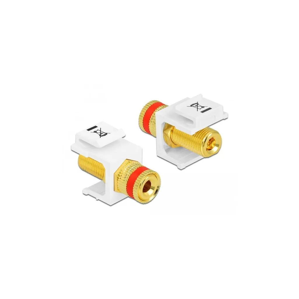 DeLOCK Keystone Modul Binding Post Rouge avec écrou fileté blanc 86321