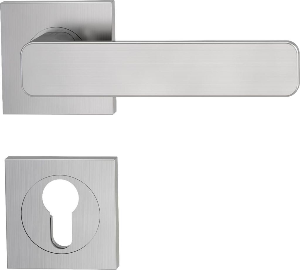 GRIFFWERK Rosettengarnitur MINIMAL MODERN SIEGER DESIGN eckig PZ-Schloss Samtgrau