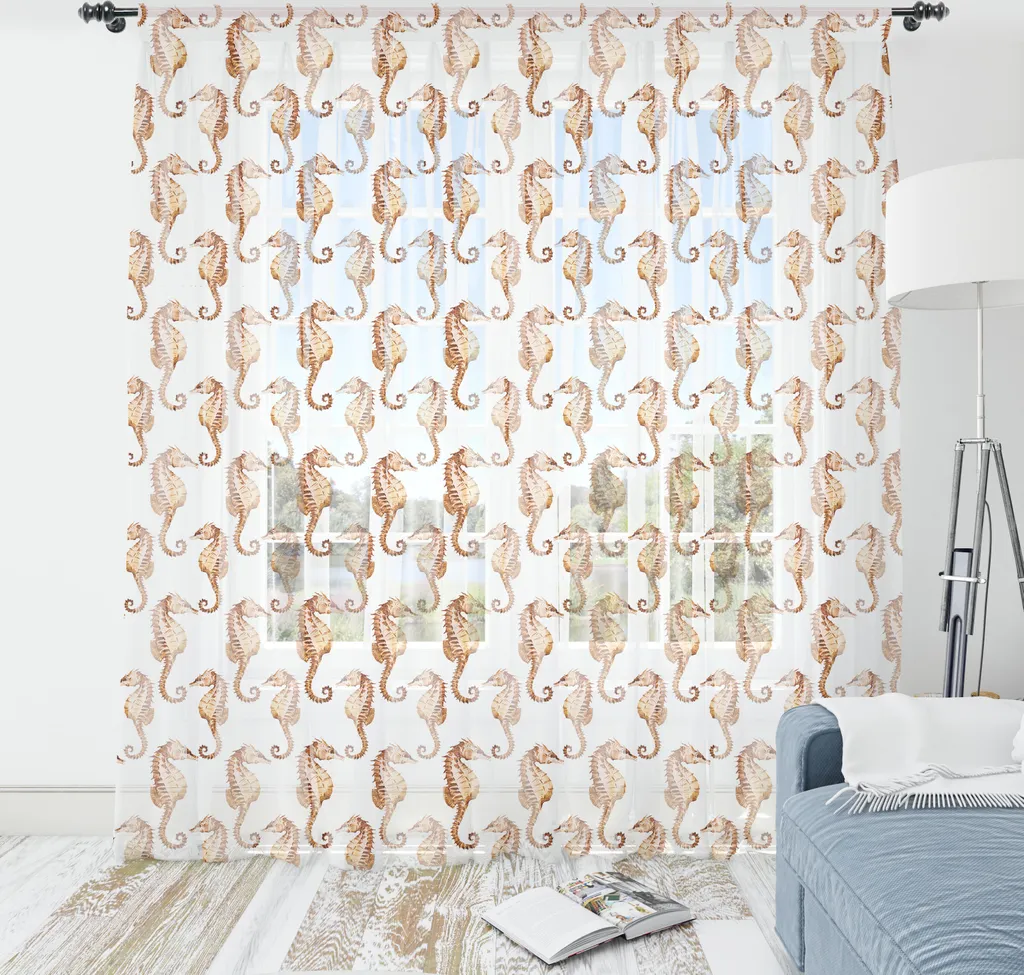 Arazzo Parete XL 160x274 ABAKUHAUS - Satin Motivo Marini Pesca