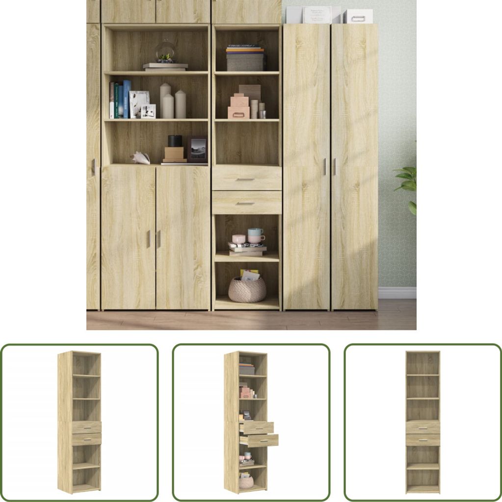 The Living Store Highboard Sonoma-Eiche 45x42,5x185 cm Holzwerkstoff