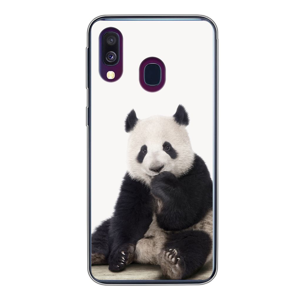 MuchoWow Handyhülle Schutzhülle Hülle für Samsung Galaxy A40 Panda - Tiere - Jungen - Mädchen - Pandabär Silikon Softcase Handy Hülle - Ha...