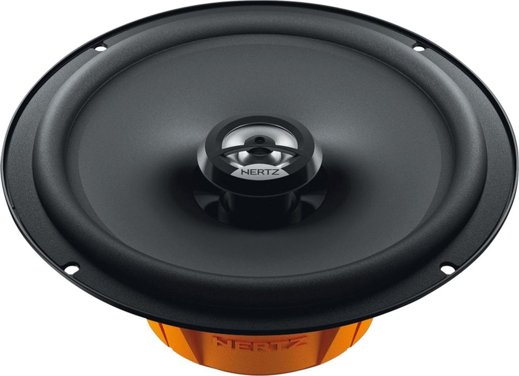 A close-up, studio shot of a car speaker.