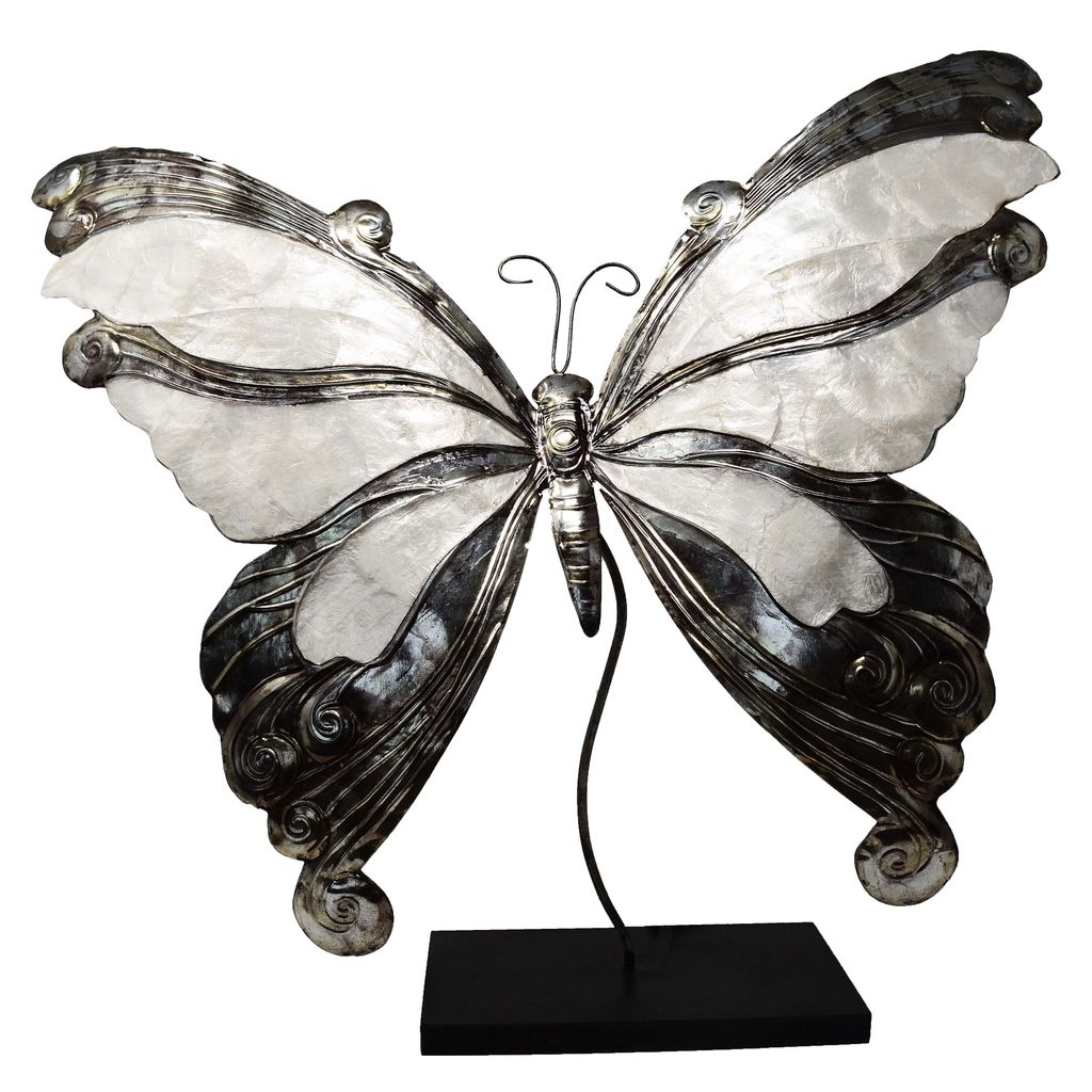 Decoratieve vlinder, zwart/wit, metalen figuur, decoratie Productafbeelding 