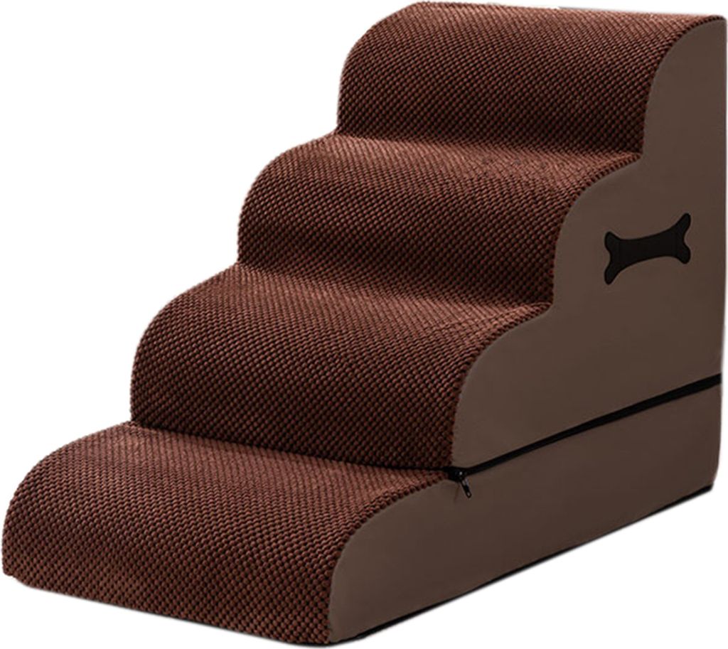 4-stufige Hundetreppe, rutschfeste Hundeleiter, Rampe fuer hohe Betten und Sofas, abnehmbare und veraenderbare Haustiertreppe fuer kleine Hunde und...