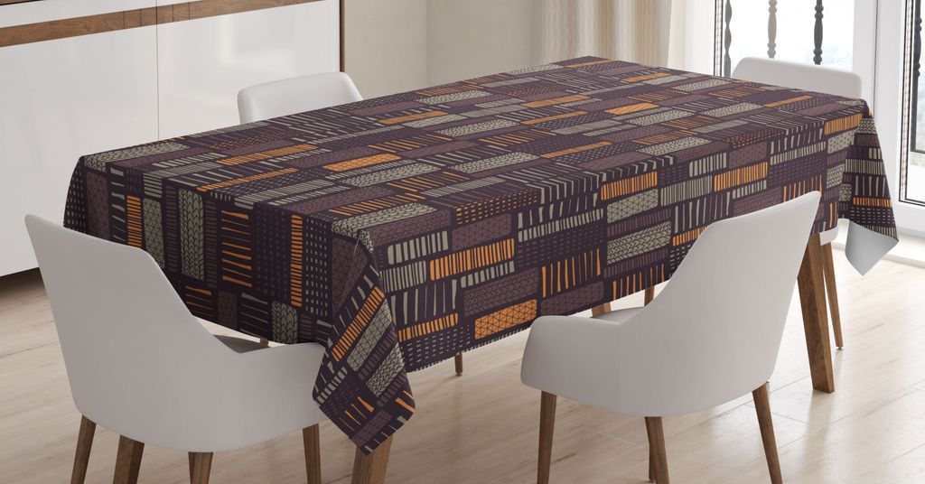 ABAKUHAUS Abstrakt Tischdecke, Hand gezeichnete geometrische Kunst, FÃ1/4r den Inn und Outdoor Bereich geeignet Waschbar Druck Klar Kein Verblasse...
