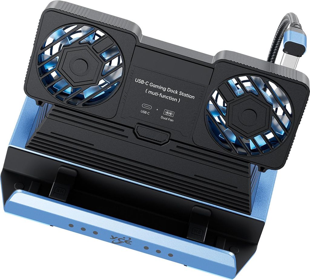 9-In-1 Dock für tragbare Spielekonsolen Typ C/M zu PD+USB3.0+USB2.0*3+SD/TF+RJ45+HD2.0+Duale Lüfter