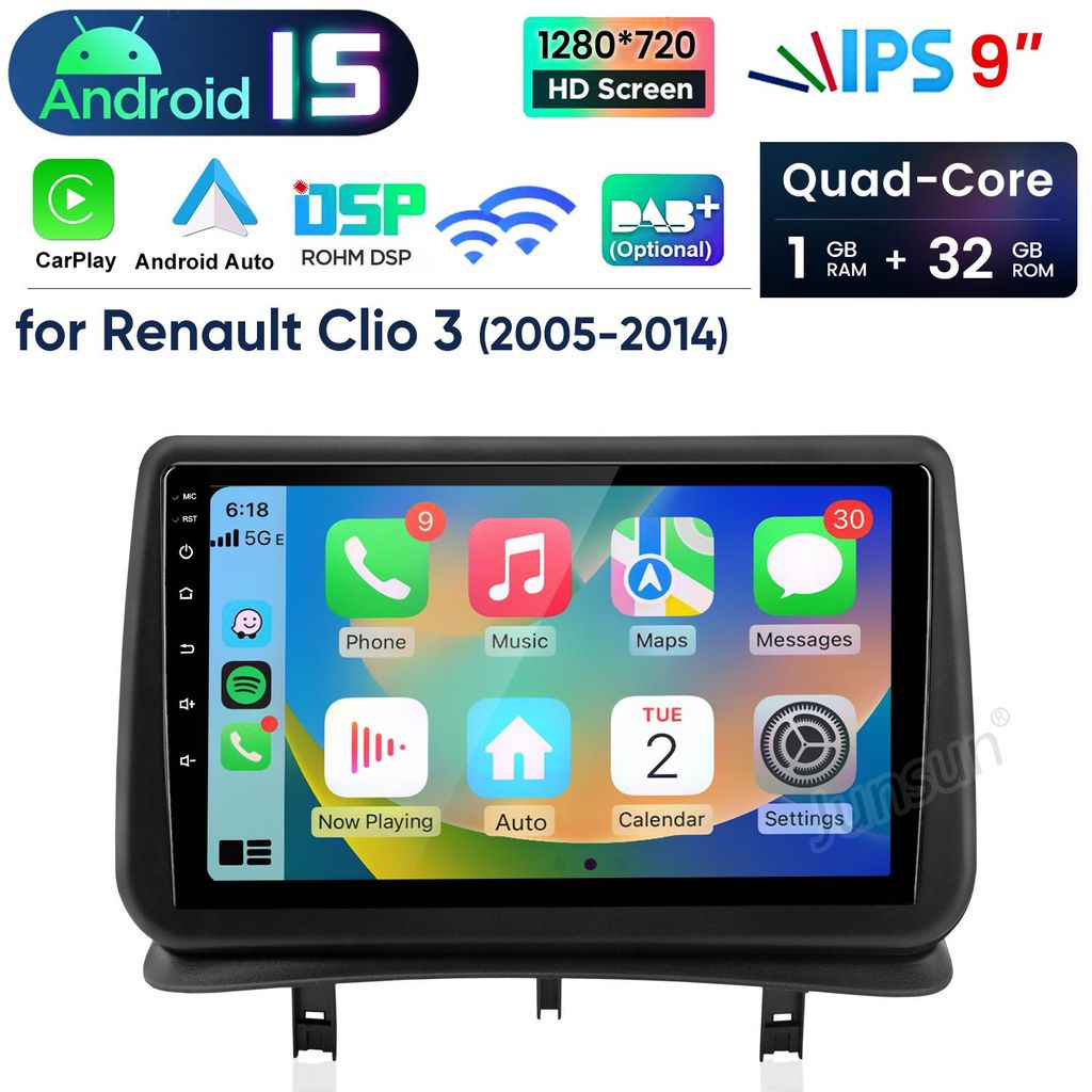 Radio samochodowe Android 15, 9 cali, 1+32G, Carplay, GPS, Zdjęcie produktu 