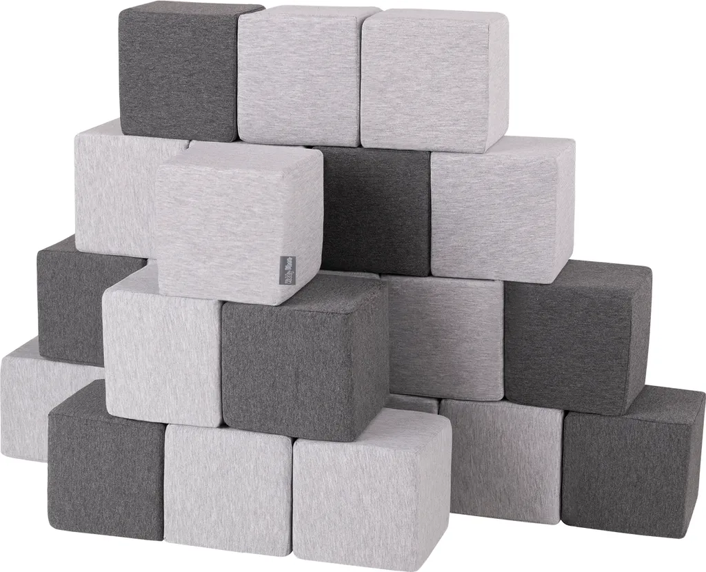 Jouets Montessori en Mousse Gris 24pcs - Blocs Souples Fabriqués en Europe