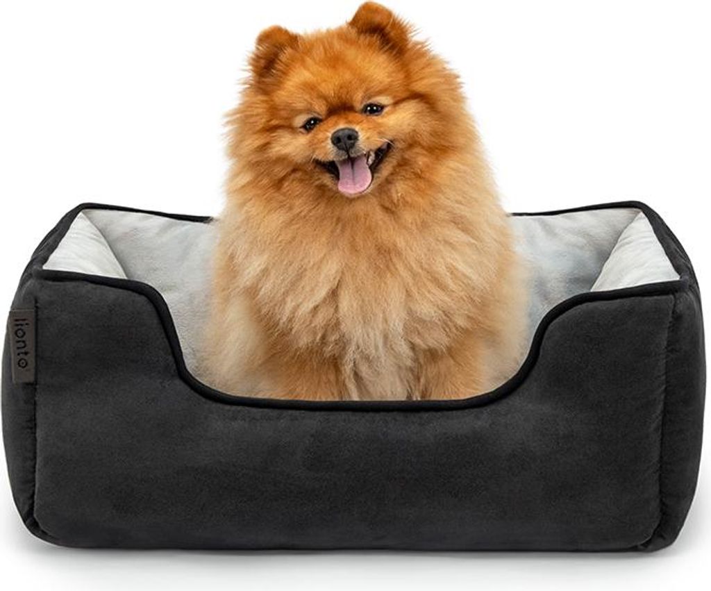 lionto Hundebett, wendbar, weich und bequem, 60 x 50 cm, schwarz/grau
