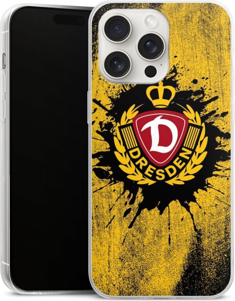 DeinDesign Slim Hülle für Apple iPhone 15 Pro Max Silikon Case Ultra Dünn Handyhülle Fußball Offizielles Lizenzprodukt SG Dynamo Dresden