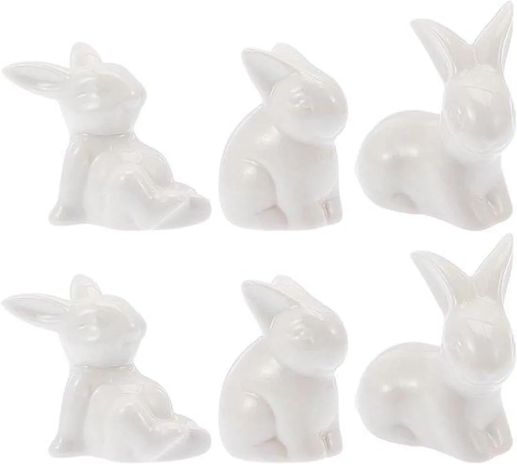 Figurines Lapins de Pâques en Porcelaine - Finition Blanche Brillante