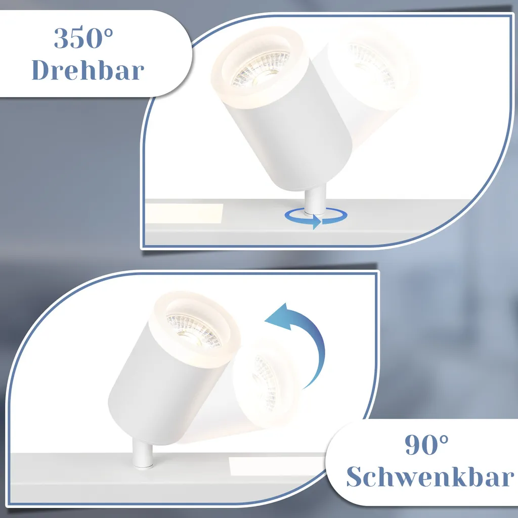 Luminaire Plafonnier LED Orientable à 350 Degrés avec Télécommande Incluse