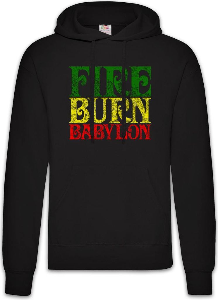 Urban Backwoods Fire Burn Babylon, Herren Hoodie, Farbe: Schwarz, Größe: 2XL