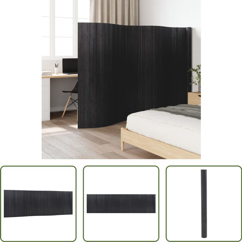 The Living Store Paravent Grau 165x600 cm Bambus