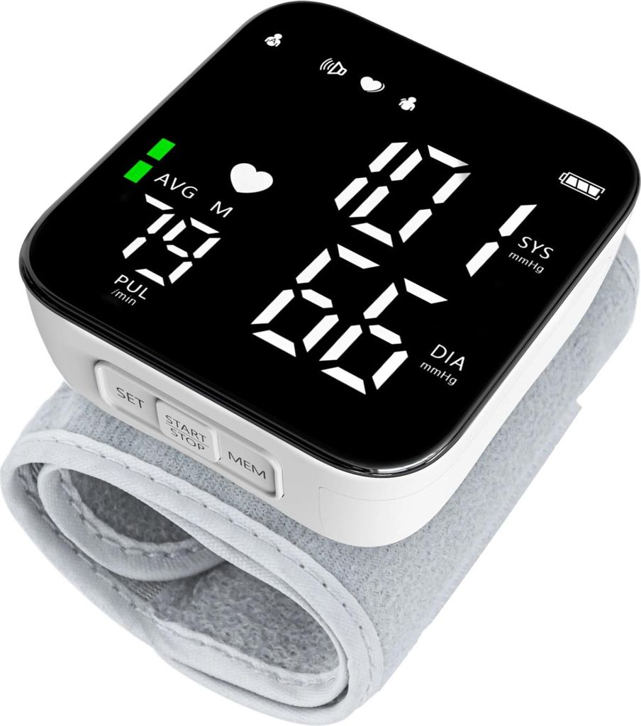 Armblutdruckmessgerät mit Full-Screen-LED-Display, HD-Hintergrundbeleuchtung, einfach zu bedienen, verstellbarer Manschette (13,5-19,5 cm) und Erk...