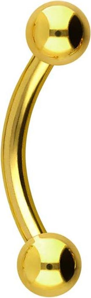 Bauchnabel-Piercing, Rook Piercing Titan Banane Gold Stablänge: 10mm + Stabstärke: 1,6mm + Kugelgröße: 4mm