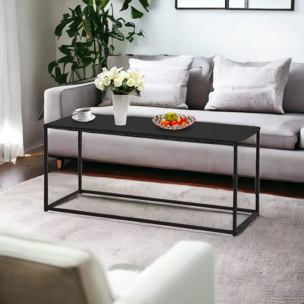 Table basse robuste en métal DanDiBo 110 cm Noir : Stable et Durable