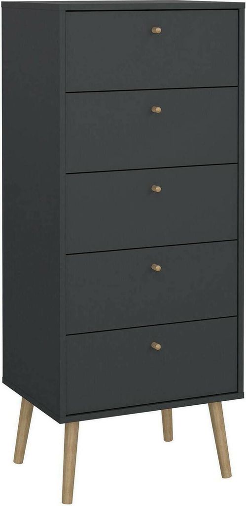 Dmora Kommode Genevieve 50,2x39,1x120,1h cm Grau 5 Schubladen