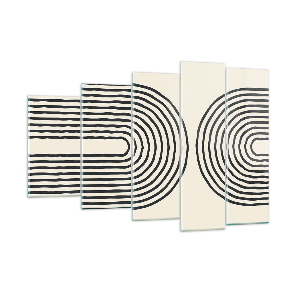 Bilder auf glas - 5 Teile - Linien Oval Minimalismus - 150x100cm - Glasbilder - Wandbilder - Bilder - zum Aufhängen bereit - Wanddekoration aus Gl...