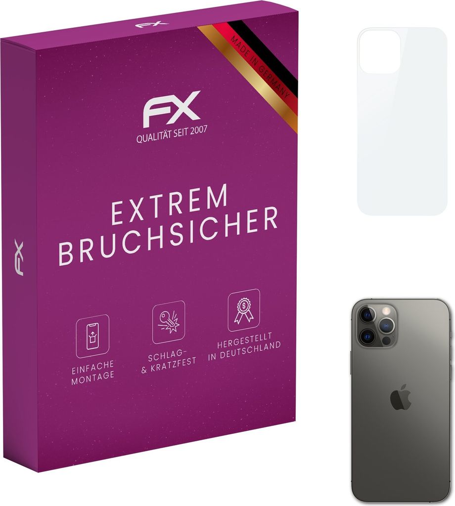 atFoliX FX-Hybrid-Glass Displayfolie kompatibel mit Apple iPhone 12 Pro (Backcover) Glasfolie