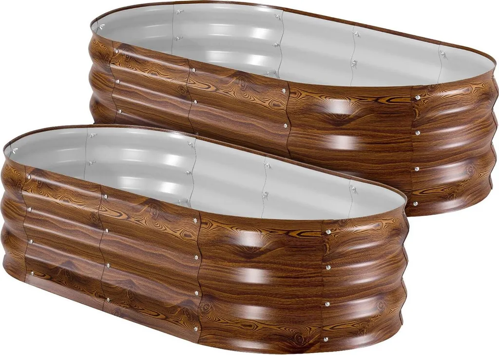 Carré Potager en Alu-Zinc Effet Bois : 2 Jardinières 120cm sans Fond